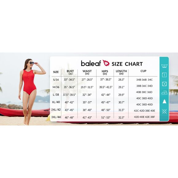 Baleaf Women's Button Up One Piece Swimsuit Built in Bra Navy Blue Size XL - Picture 4 of 9